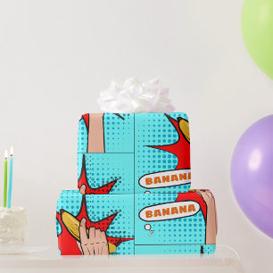 Retro Pop Art Banana Comic Book Style Wrapping Paper