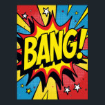 Retro Pop Art 'BANG!' Action Poster<br><div class="desc">This poster is an ode to the chaotic, explosive energy of a classic comic book climax. It's a visual event with multiple graphic effects—from the jagged red starburst and overlapping white stars to the dynamic motion lines—all working together to capture a single, powerful moment of impact. This piece celebrates the...</div>