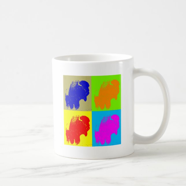 Retro Pop Art Bison Buffalo Artwork Coffee Mug (Right)
