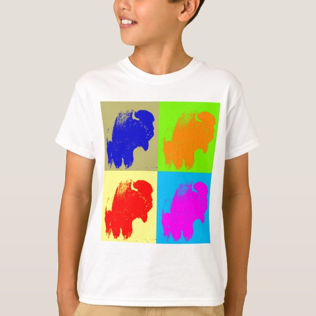Retro Pop Art Bison Buffalo Artwork T-Shirt (Front)