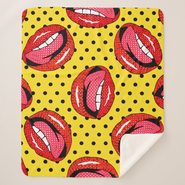 Retro Pop Art: Cartoon Patch Badges Sherpa Blanket (Front)