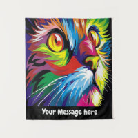 Retro pop art cat add message wall decor