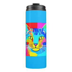 Retro Pop Art Cat Portrait   Thermal Tumbler