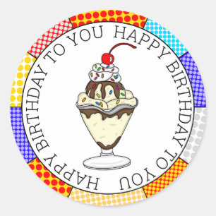 Retro Pop Art Chocolate Ice Cream Sundae     Classic Round Sticker