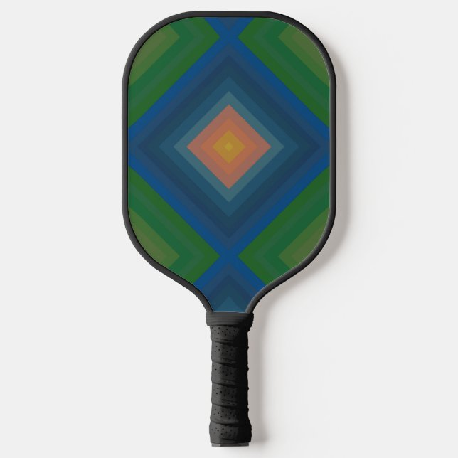 Retro Pop Art Colour Line Stripe Diamond Pattern Pickleball Paddle (Front)