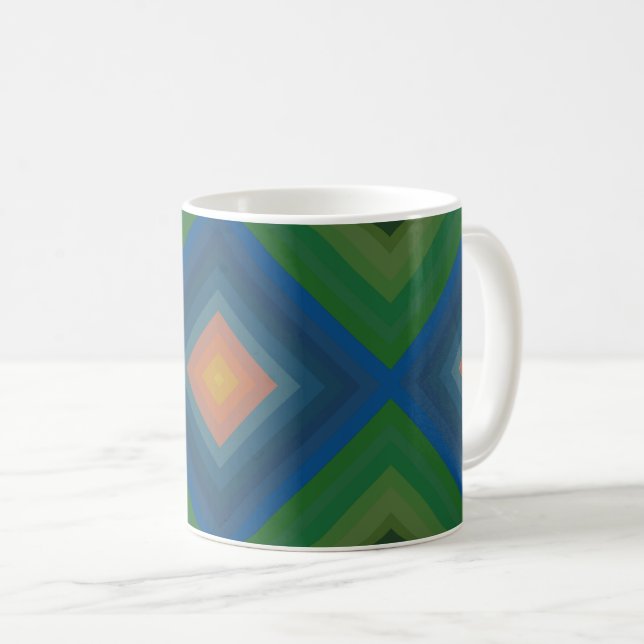 Retro Pop Art Colour Stripe Diamond Pattern  Coffee Mug (Front Right)