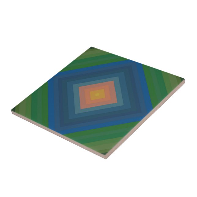 Retro Pop Art Colour Stripe Diamond Pattern  Tile (Side)
