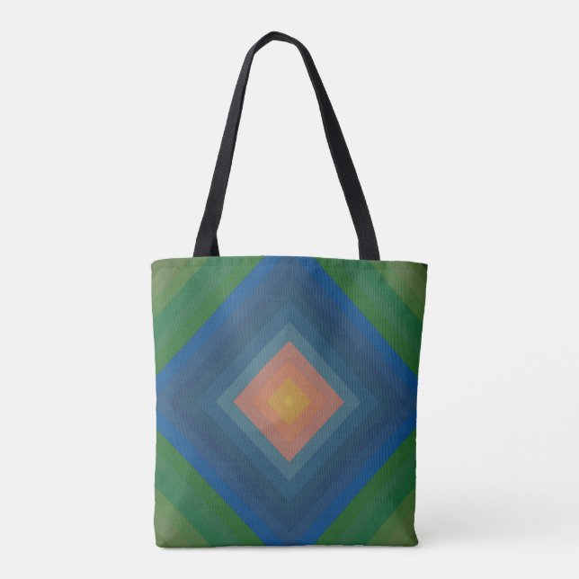 Retro Pop Art Colour Stripe Diamond Pattern  Tote Bag (Back)