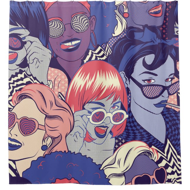 Retro Pop Art Comic Girls Seamless Pattern. Backgr (Front)