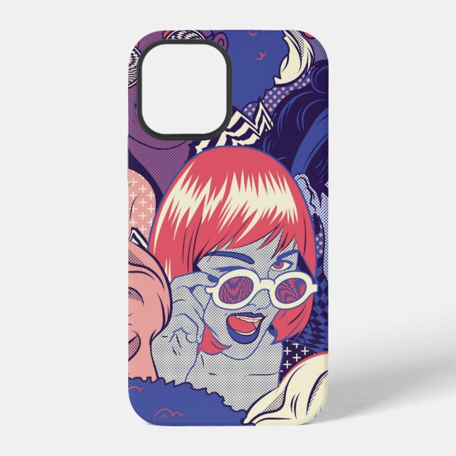 Retro Pop Art Comic Girls Seamless Pattern. Backgr iPhone Case (Back)