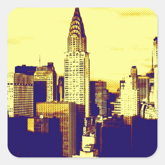 Retro Pop Art Comic New York City Square Sticker (Front)