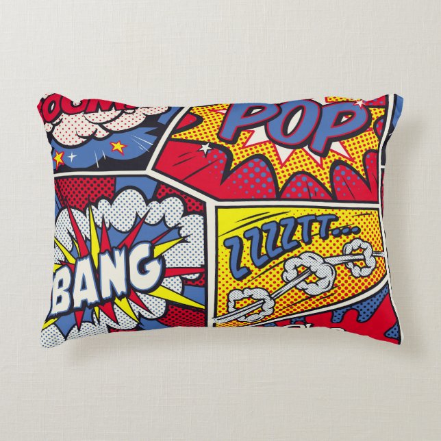 Retro pop art, comic shout pattern. accent pillow (Front)
