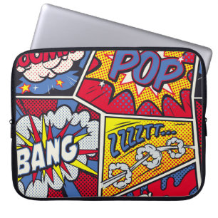 Retro pop art, comic shout pattern. laptop sleeve