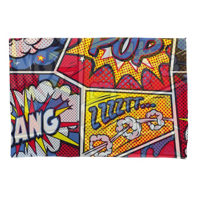 Retro pop art, comic shout pattern. pillowcase (Front)