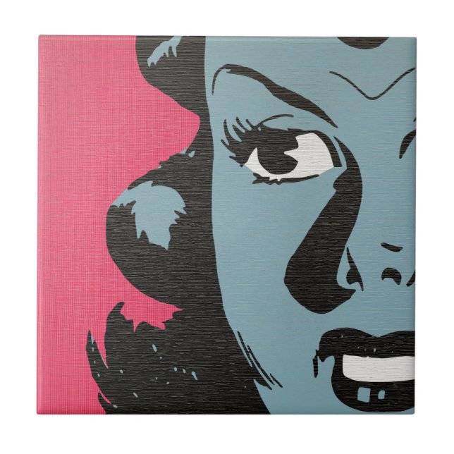 Retro Pop Art - Comic Woman Ceramic Tile (Front)