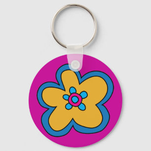 Retro Pop-Art Flower Keychain