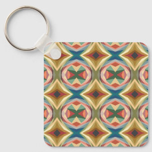 Retro Pop Art Geometric Color Block Pattern Keychain