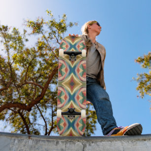 Retro Pop Art Geometric Color Block Pattern Skateboard