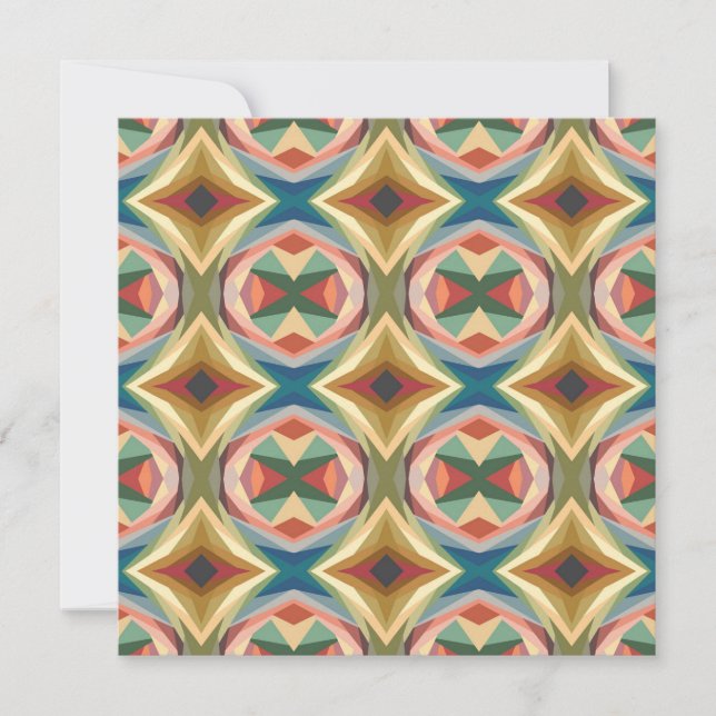 Retro Pop Art Geometric Colour Block Pattern Card (Front)
