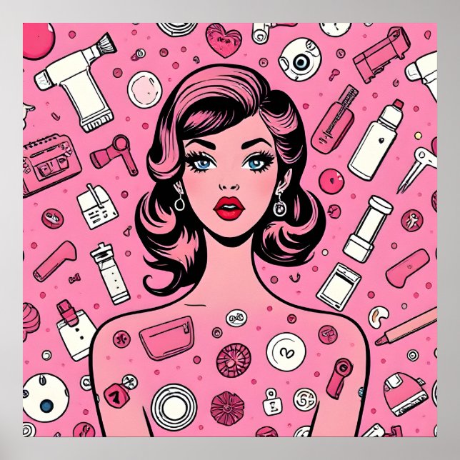 Retro pop art girl poster (Front)