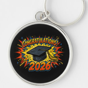 Retro Pop Art Graduation 2026 Keychain