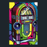 Retro Pop Art Jukebox Poster<br><div class="desc">A high-quality graphic of a retro jukebox in a pop art style. The design features thick black outlines and bold,  vibrant,  clashing colours.</div>