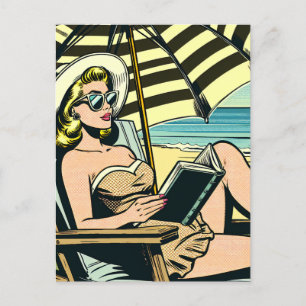 Retro Pop Art Lady   Just Saying Hi Postcard