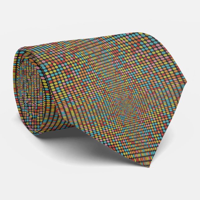 Retro Pop Art Mosaic - Optical Illusion Tie (Rolled)