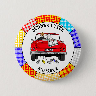  Retro Pop Art Mr & Mrs   Just Got Married 2 Inch Round Button