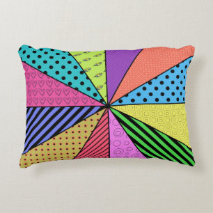Retro Pop Art Patchwork Accent Pillow