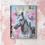 Retro Pop Art Pink and Blue Unicorn Collage Poster<br><div class="desc">Add a whimsical touch to your space with this coquette aesthetic poster featuring a majestic unicorn set against a dreamy backdrop of pastel pinks and florals. The retro collage combines a magical creature with bold, artistic elements, creating an enchanting visual. Perfect for adding a playful yet sophisticated charm, this poster...</div>
