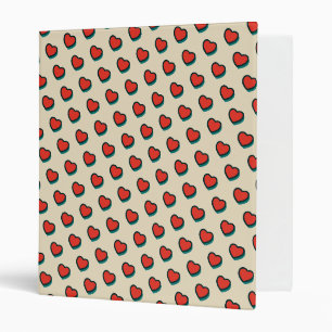 Retro Pop Art Red Blue Beige Hearts Pattern Binder