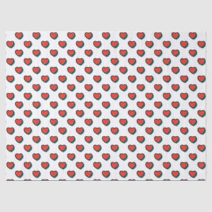 Retro Pop Art Red Blue White Hearts Pattern Tissue Paper