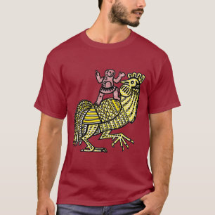 Retro Pop Art Rooster with Figure Ben-Day Dot T-Shirt