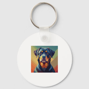 Retro Pop Art Rottweiler � Colorful Dog Portrait Keychain