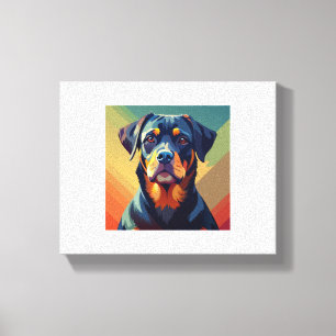 Retro Pop Art Rottweiler – Colourful Dog Portrait Canvas Print