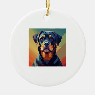 Retro Pop Art Rottweiler � Colourful Dog Portrait Ceramic Ornament