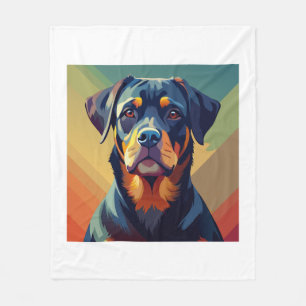 Retro Pop Art Rottweiler � Colourful Dog Portrait Fleece Blanket