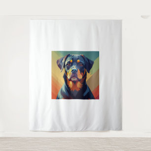 Retro Pop Art Rottweiler – Colourful Dog Portrait Tapestry