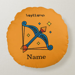 Retro Pop Art Sagittarius Zodiac Sign Gift Round Pillow