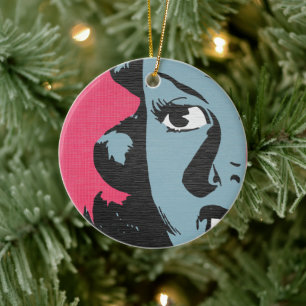 Retro Pop Art - Shocked Woman Ceramic Ornament