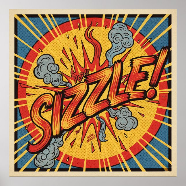 Retro Pop Art "Sizzle!" Poster (Front)