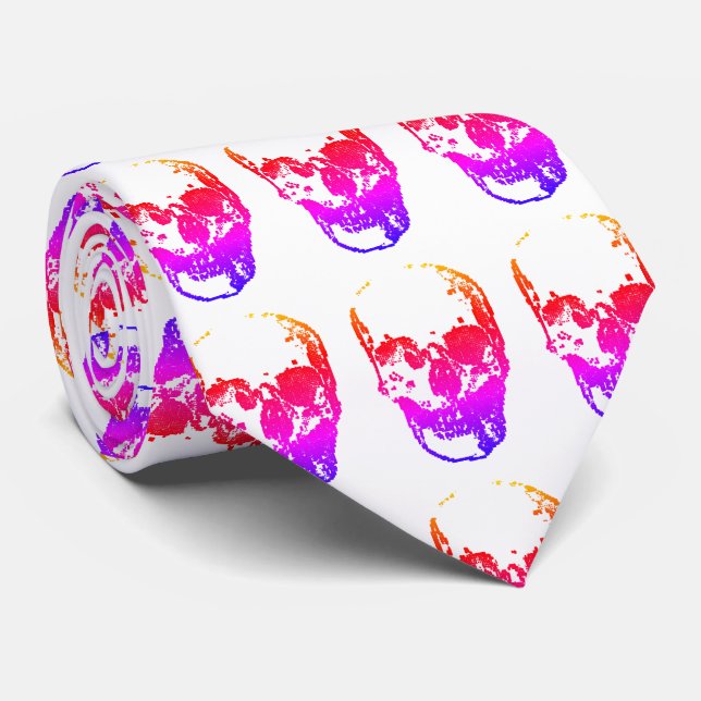 Retro Pop Art Skull Tie (Rolled)
