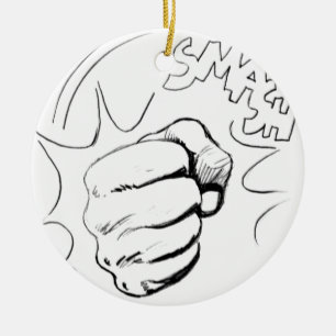 Retro Pop Art Smash Sketch Ceramic Ornament