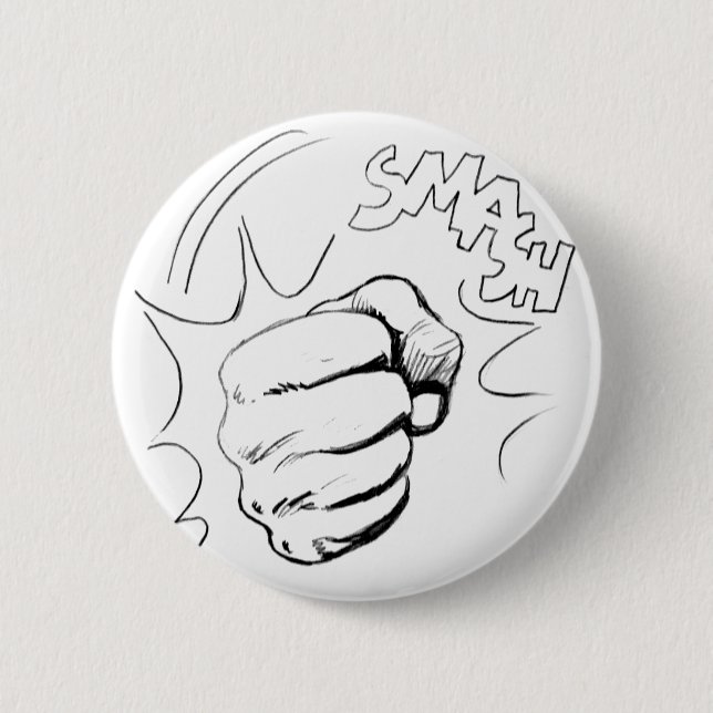 Retro Pop Art Smash Sketch Pinback Button (Front)