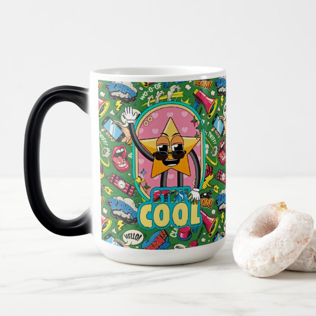 Retro Pop Art "Stay Cool" Morph Mug (With Donut)