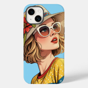 Retro Pop Art Summer Woman with Sunglasses Case-Mate iPhone 14 Case
