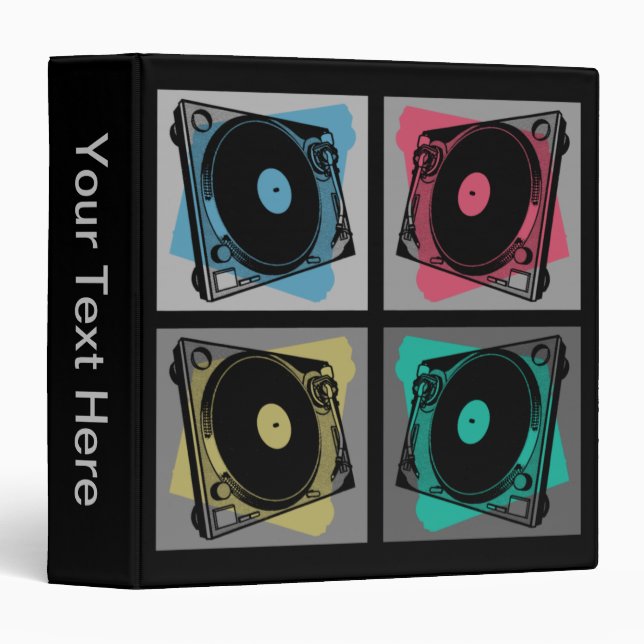 Retro Pop Art Turntables Binder (Front/Spine)