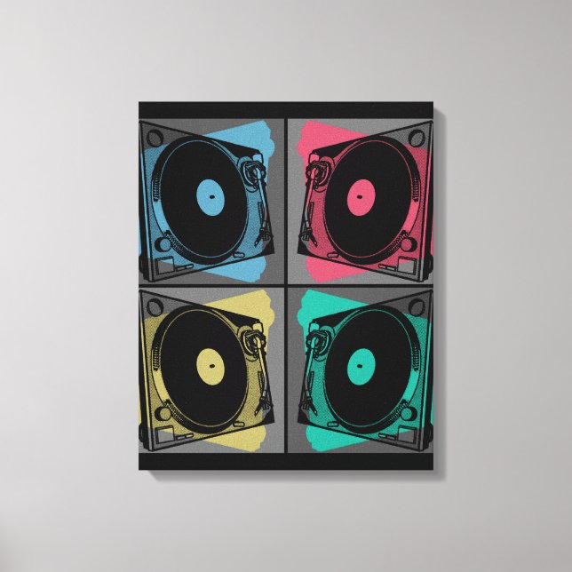 Retro Pop Art Turntables Canvas Print (Front)