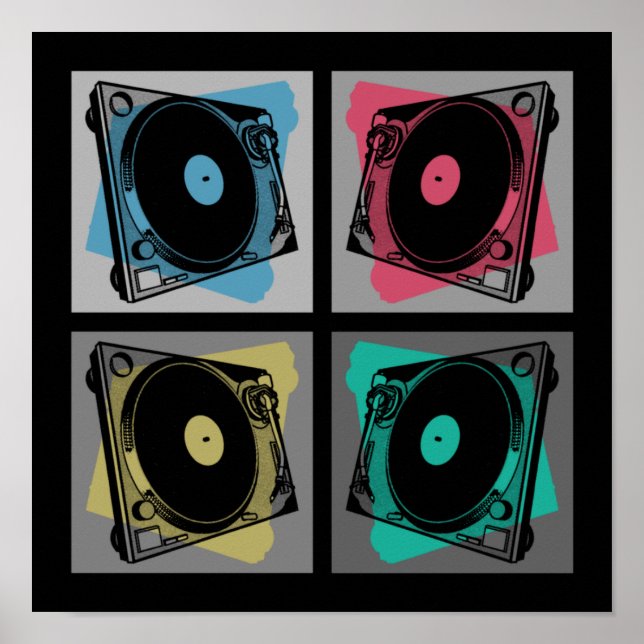 Retro Pop Art Turntables Poster (Front)